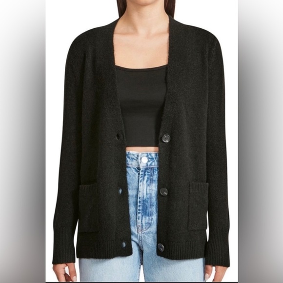 BB DAKOTA BY STEVE MADDEN Black Oversized Color Block Cardigan Duster Sweater, L - Picture 2 of 16